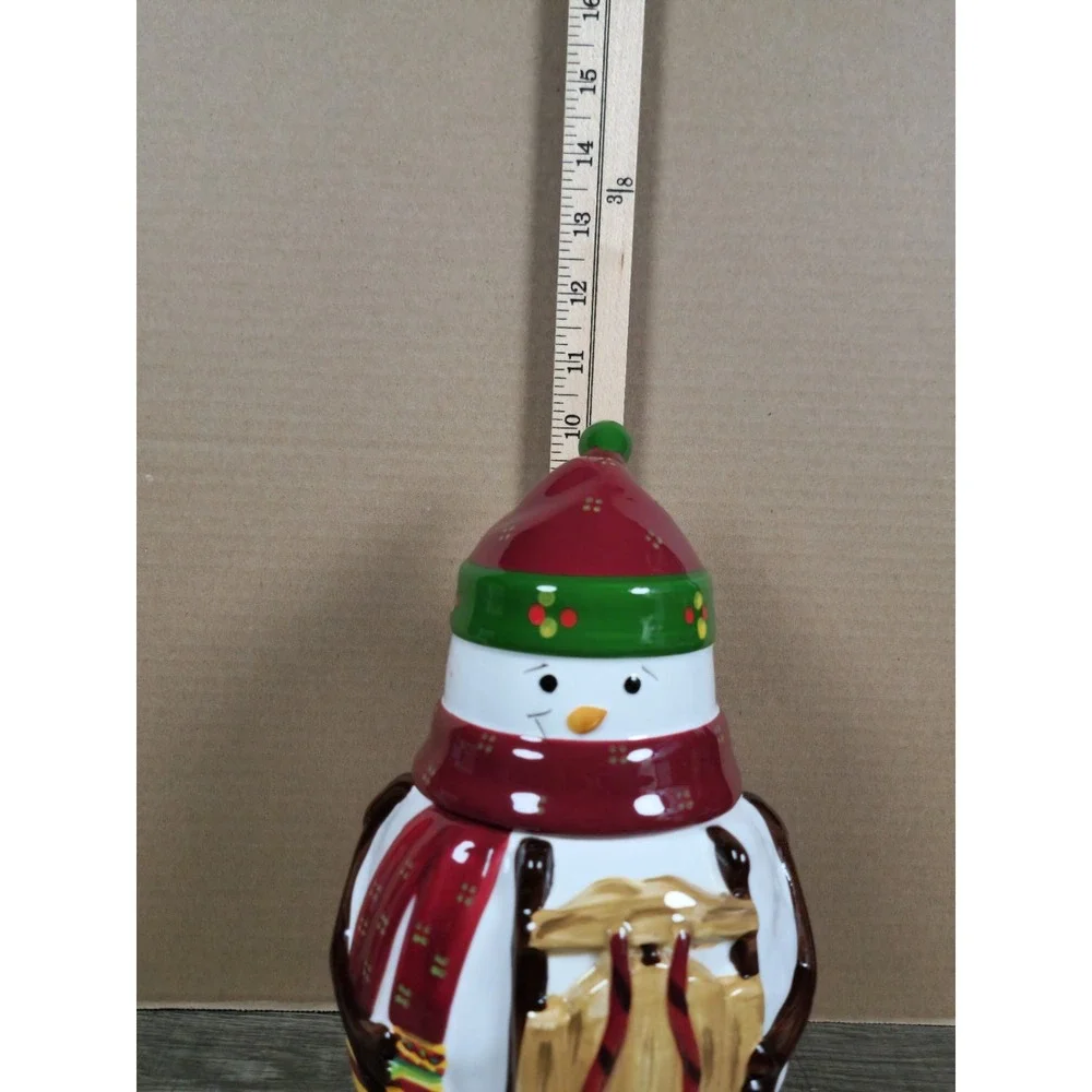 Hand Painted Ceramic Snowman Cookie Jar for Nonni's Biscotti